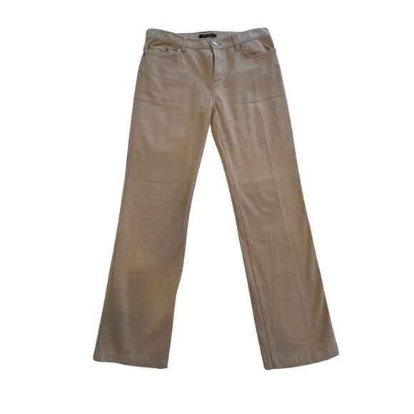 Roberto Cavalli Denim - Roberto Cavalli Tan Cotton Stretch Gold Metal Pocket Logo Straight Pants Size 8
